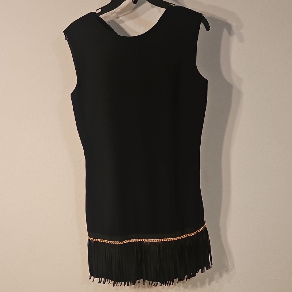 Balizza Black Fringe Hem Sleeveless Dress